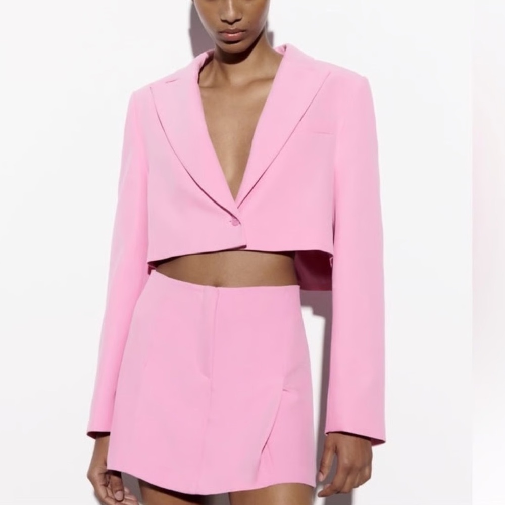Zara Pink Women's Cropped Blazer